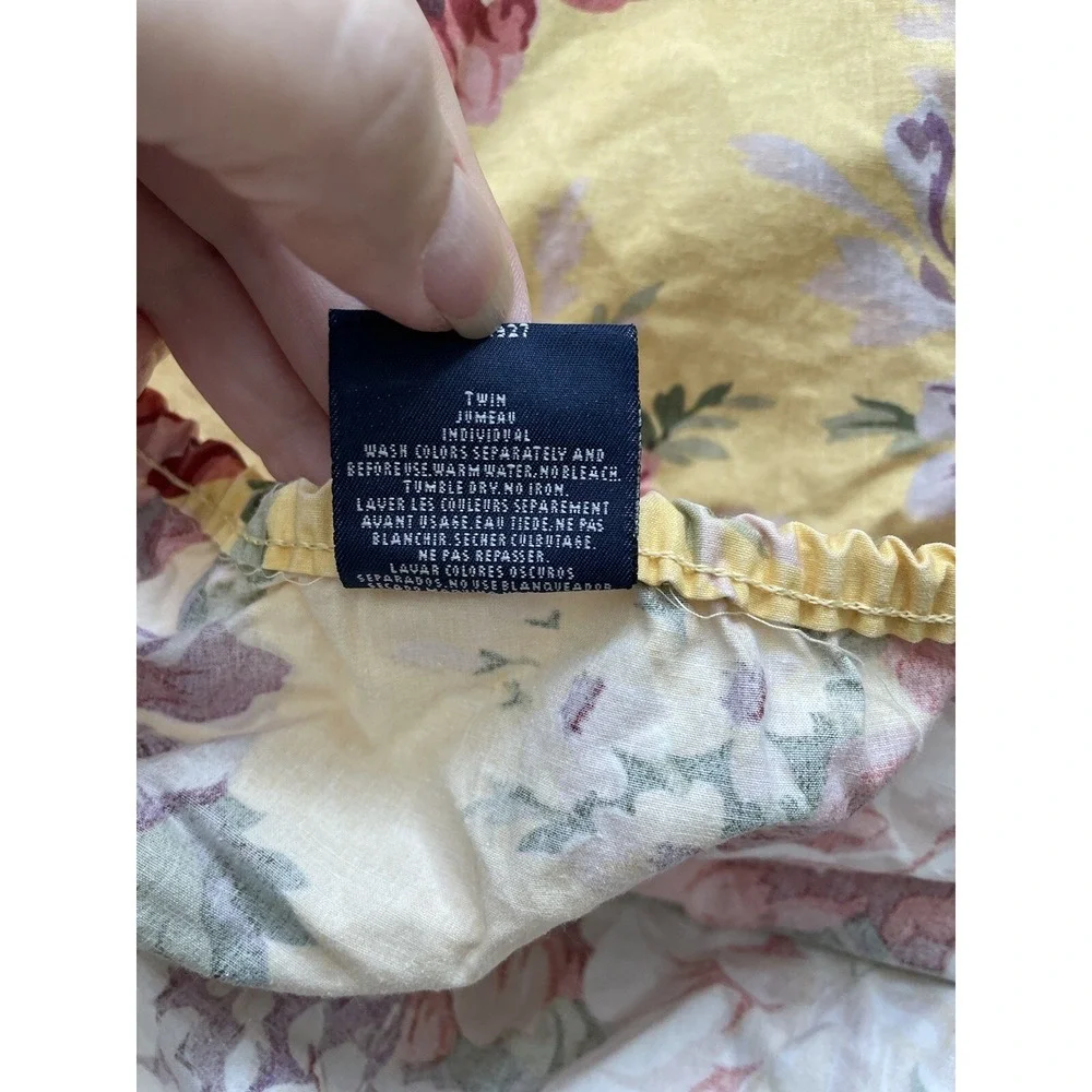 Ralph Lauren Brooke Yellow Floral Fitted Sheet Twin Cotton Cottage Country